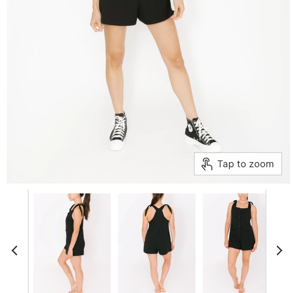 S+T BRUNCH TIME BUTTON UP ROMPERALLS in Midnight Black - Picture 5 of 5